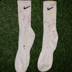 “Paint Splatter” White Nike Crew Socks